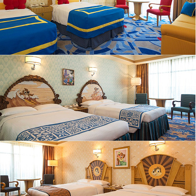 上からドナルドルーム、スティッチルーム、チップとデールルーム