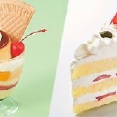 ダブルプリン・ミニパフェとストロベリー・ショートケーキ