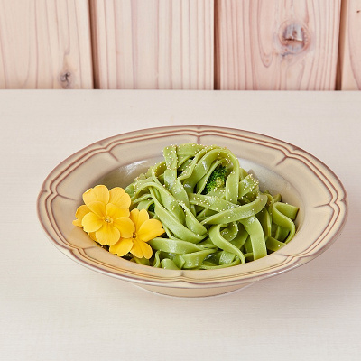 緑の帽子パスタ