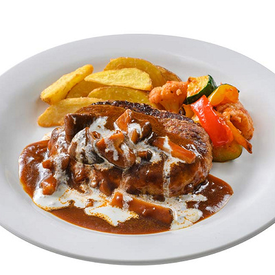 ハンバーグ、デミグラスソース