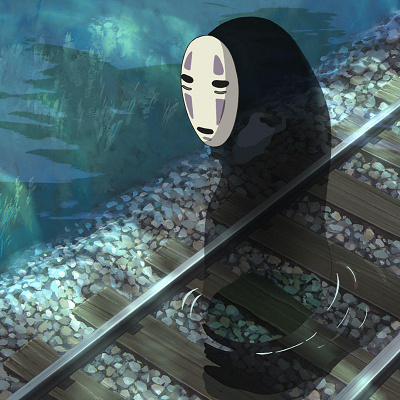 千尋を追いかけるカオナシ