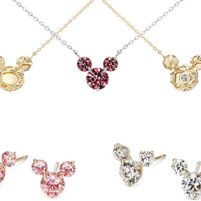 ケイウノのピアスとネックレス。ミッキーシェイプがかわいいですね！