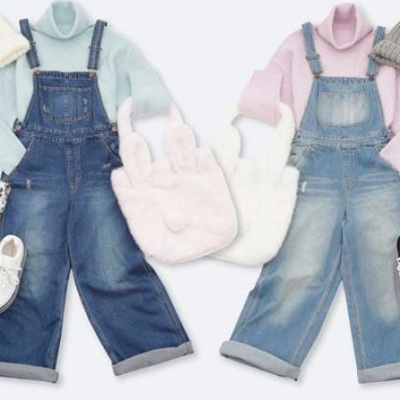 ニット×サロペット