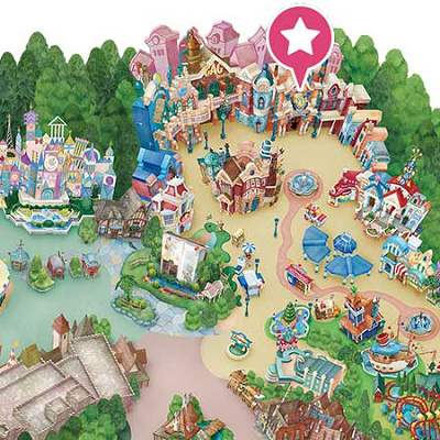 イエローキャブを目印にアトラクションを探そう