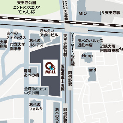 あべのキューズモールの地図