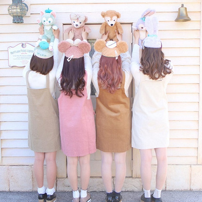 ジャンパースカートのおそろいコーデ