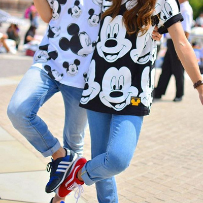 ミッキー総柄プリントT