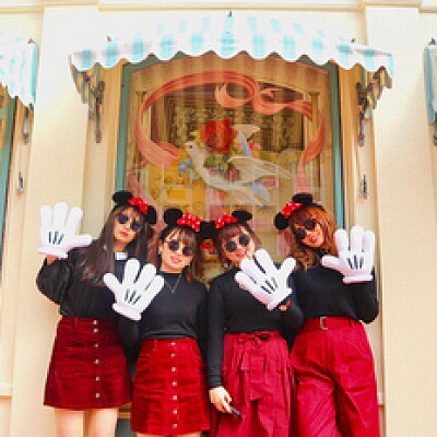 ミニーコーデ×シンプルカチューシャ