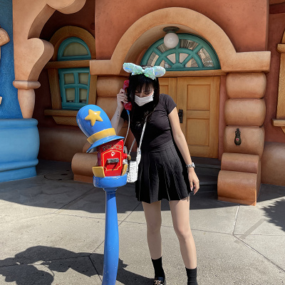 ミニースパンコールカチューシャ(シーブルー)コーデ