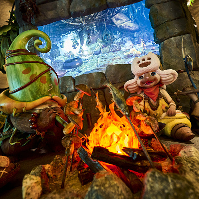 ゲストを出迎えるモリバーとオトモアイルー