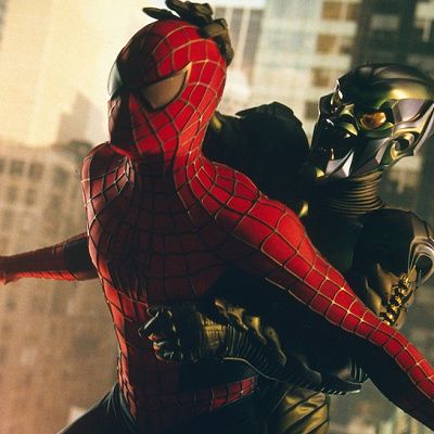 映画『スパイダーマン』／戦うスパイダーマンとグリーン・ゴブリン