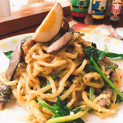 よくばりさんのチキンクリームパスタ