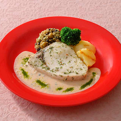 メカジキのオーブン焼き、トマト豆乳ソース