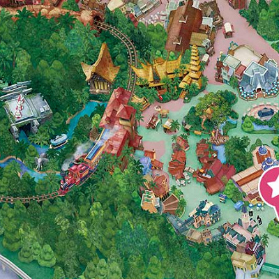 ディズニーランドチュロス：パークサイドワゴンの地図
