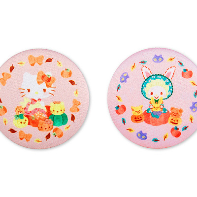 ピューロハロウィン布缶バッジ　キティ・ウィッシュミーメル