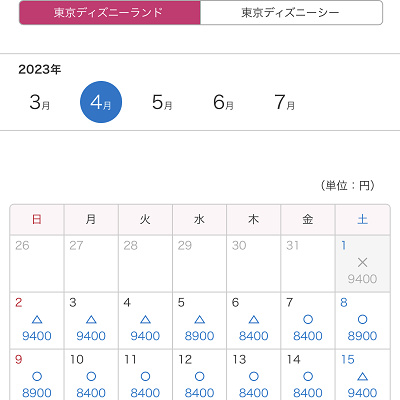 ディズニーリゾート公式サイトの販売情報