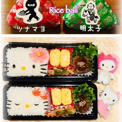 シンプルな四角ごはんキティちゃん