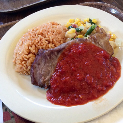 スモークポーク、メキシカンライスとベジタブル添え 単品 ¥910