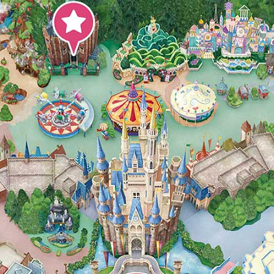 ピンクの星がホーンテッドマンションがある位置