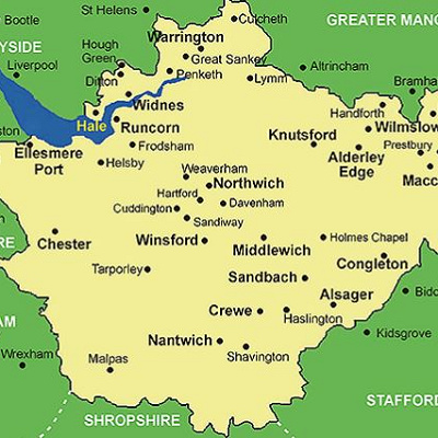 黄色の囲い部分がチェシャ―州