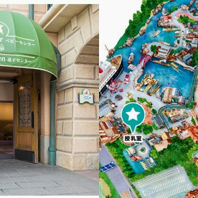 東京ディズニーシーのベビーセンターと、授乳室の地図