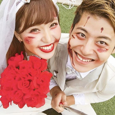 ゾンビ新郎新婦コスプレ