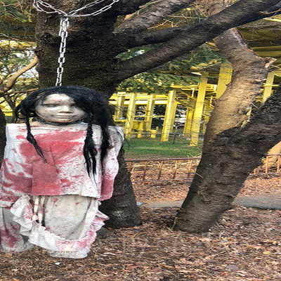 「戦慄迷宮」の木に吊るされている人形