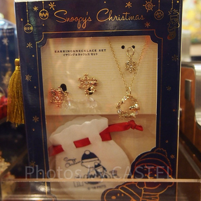 雪の結晶がキラキラ輝くネックレスとイヤリングのセット