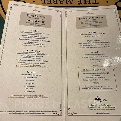 ビストロ・シェ・レミーのメニュー（2024年撮影）