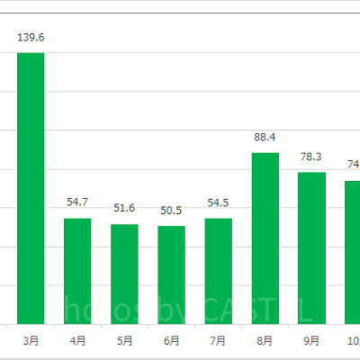 センター・オブ・ジ・アースの月別平均待ち時間