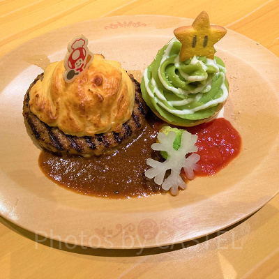 シェフ特製グラタン・ハンバーグステーキ＆マッシュポテトのツリー（パンまたはライス付）