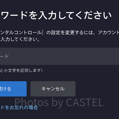 ディズニープラス：パスワード入力画面