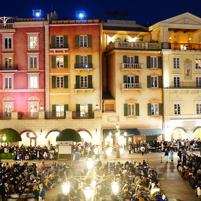 ディズニーシーのビリーヴ〜シー・オブ・ドリームス〜鑑賞場所：オチェーアノ・テラスからの景色