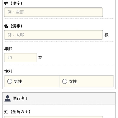 お客さま情報の入力（ANA）