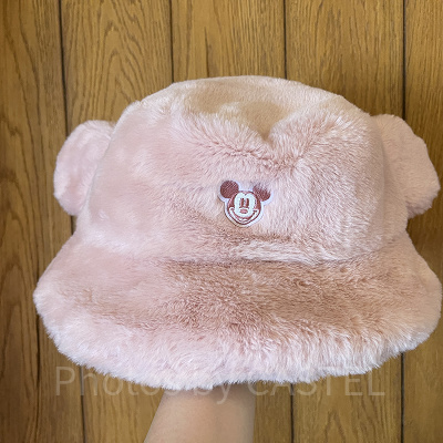 ミッキー耳付きふわふわバケットハット（ピンク）