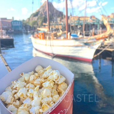 ディズニーシーの食べ物：ポップコーン（ガーリックシュリンプ味）