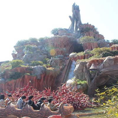 落下のあるスプラッシュ・マウンテンでは大はしゃぎ