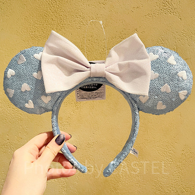 ハート柄スパンコールカチューシャ（ホワイト×ブルー）