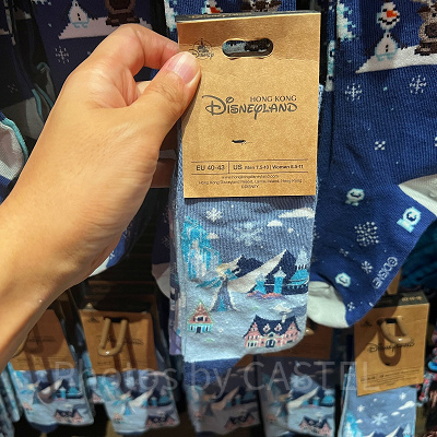 香港ディズニーアナ雪グッズ:アレンデールの風景柄ソックス