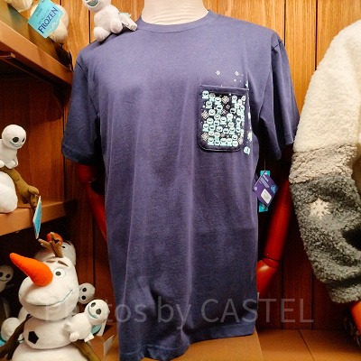 香港ディズニーアナ雪グッズ：ポケット付きTシャツ（ネイビー）