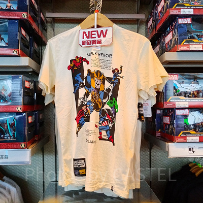 香港ディズニーマーベルグッズ:アベンジャーズのコミックデザインTシャツ(白)