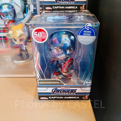 香港ディズニーマーベルグッズ:キャプテンアメリカのマスコットフィギュアスタンド