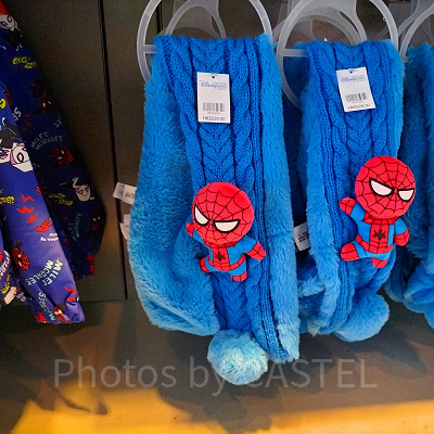 香港ディズニーマーベルグッズ:スパイダーマンのぬいぐるみマフラー