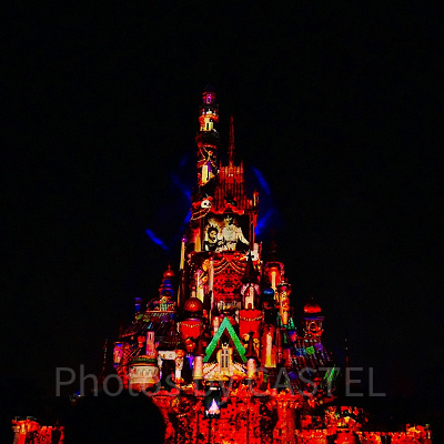 香港ディズニー夜のキャッスルショー：モーメンタスのリメンバーミーのシーン