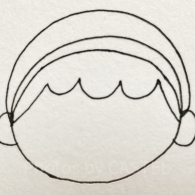 シンデレラ書き方④頭を丸く繋げてカチューシャも描く