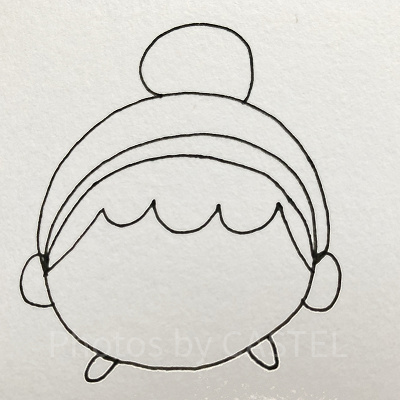 シンデレラ書き方⑥顔の斜め下に足を描く