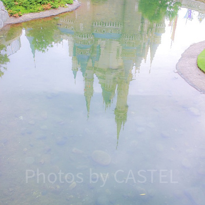 端から水面に映ったシンデレラ城をとりました。