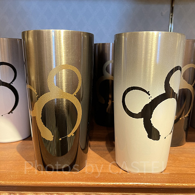 和柄ミッキーステンレスタンブラー（白）（写真右）