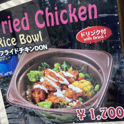 USJのディスカバリー・レストラン：ジュラシック DONBURIセット「フライドチキンDON」ソフトドリンク付
