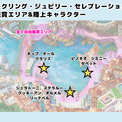 陸上演出のある場所・登場キャラクターマップ